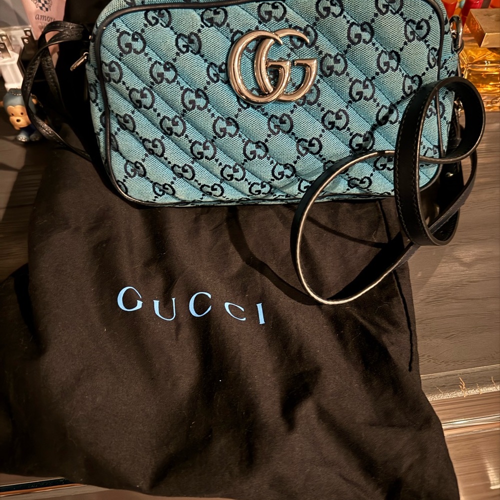 EUC Gucci Marmont Blue Women's Bag with matching wallet bundle - Picture 16 of 16